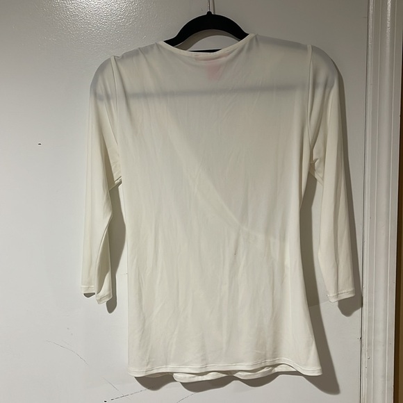 Catherine Off White Blouse Womens Size Medium 3/4 Sleeves - Picture 7 of 8